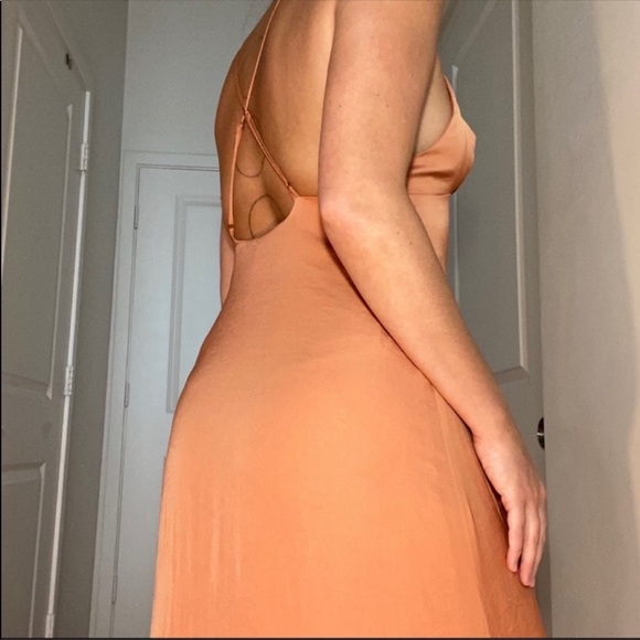 Silence + Noise Peach Silky Maxi Slip Dress - Picture 5 of 8